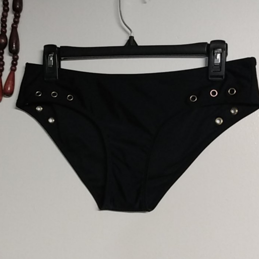 Black Grommet Detail Cheeky Swim Trunks NWT